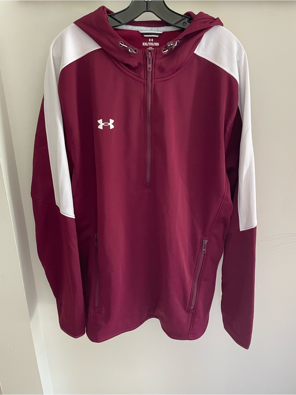 Under Armour Maroon & White Athletic Half-Zip Pullover